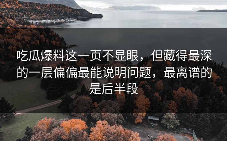 吃瓜爆料这一页不显眼，但藏得最深的一层偏偏最能说明问题，最离谱的是后半段